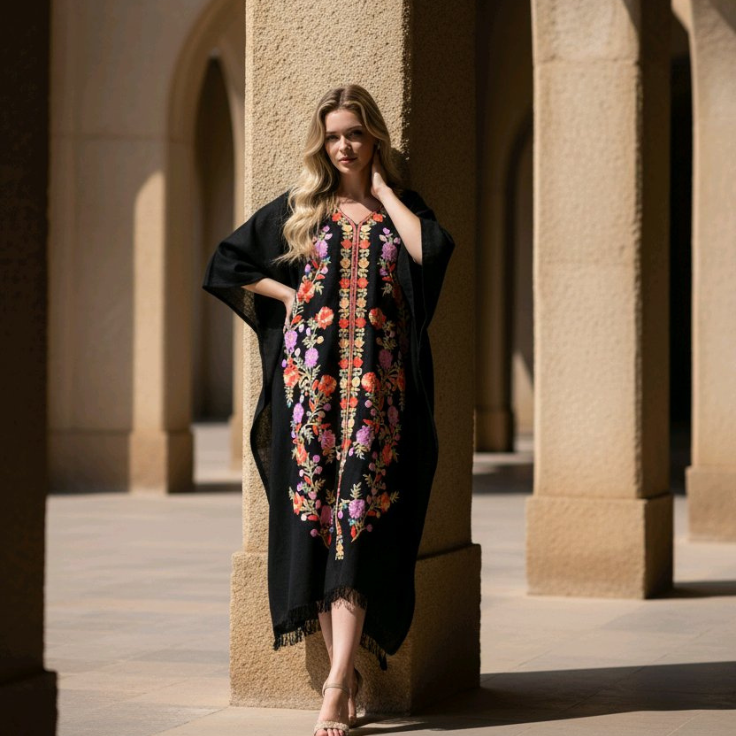 Embroidered Black Floral Shrug