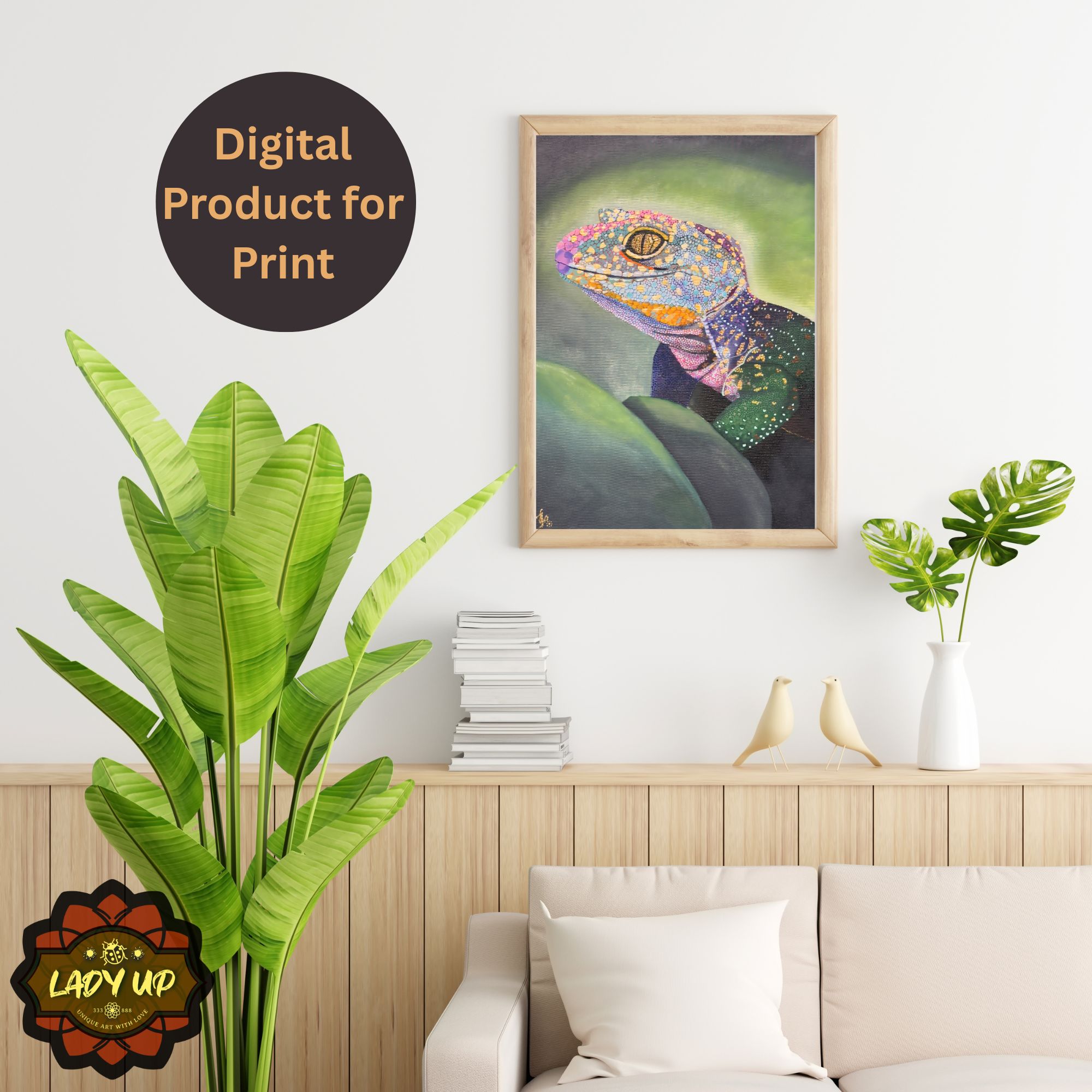 Colorful Lizard Digital Art Print