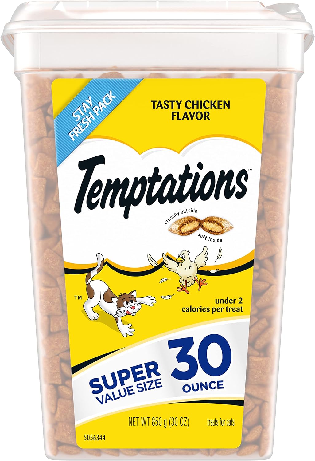 TEMPTATIONS Classic Crunchy and Soft Cat Treats Tasty Chicken Flavor, 30 oz. Tub