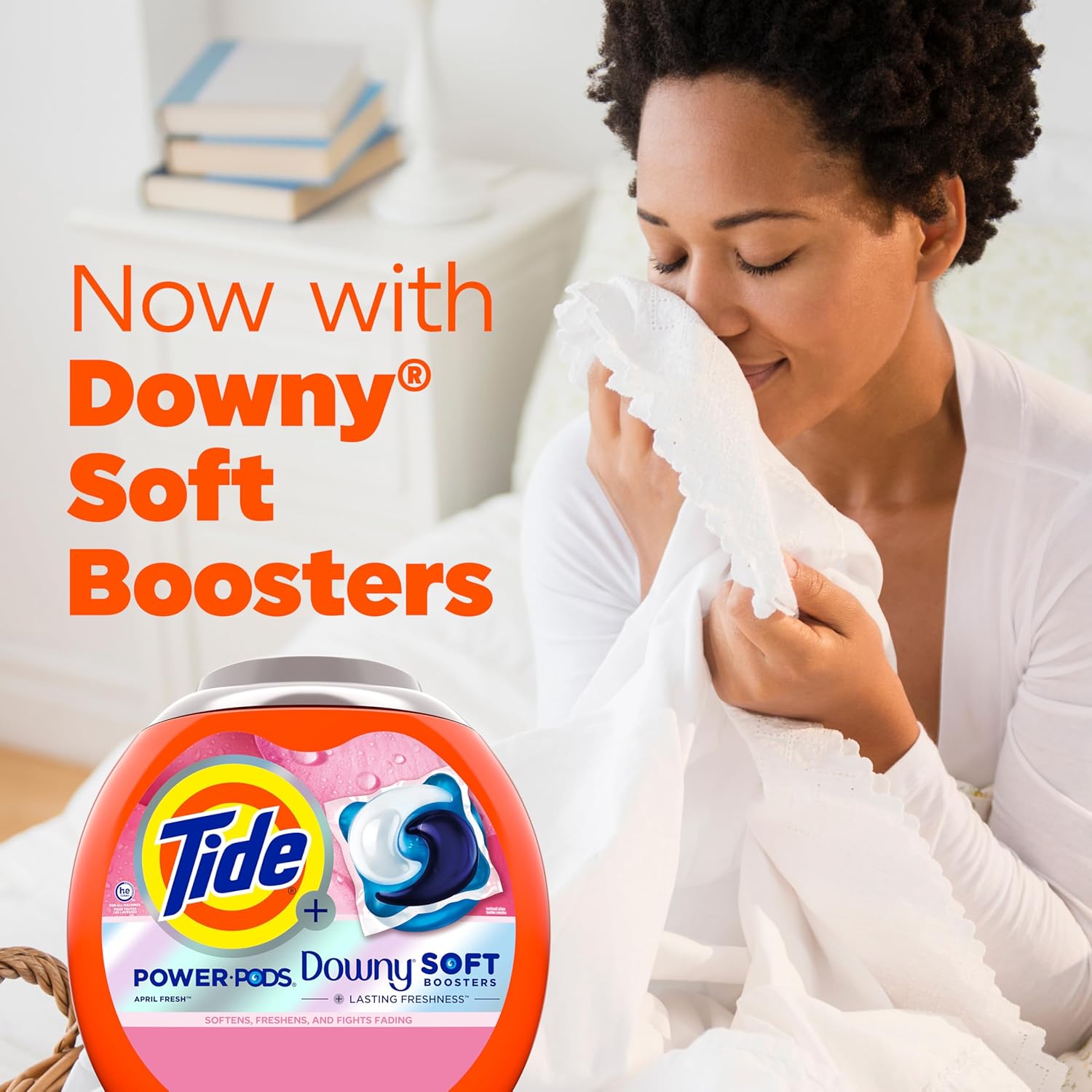 Tide Power PODs 2-in-1 Laundry Detergent Pacs with Downy Soft Boosters, Lasting Freshness with April Fresh Scent, 45 Count, Tide Laundry Detergent, Washing Detergent