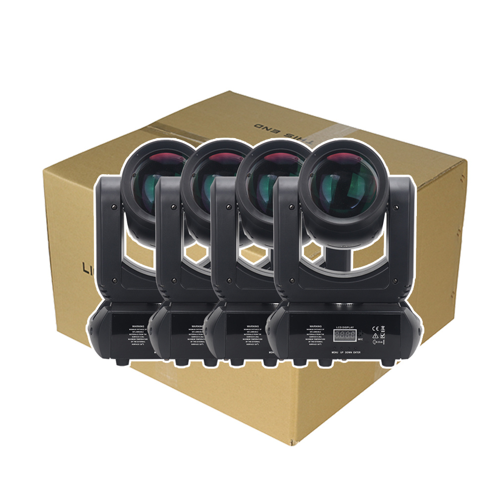 YUER 4Pcs/lot Mini 150W LED Moving Head Light Beam Spot 18 Rotating Prisms Dj Dmx Stage Light Effect Disco Dj Bar Wedding Club