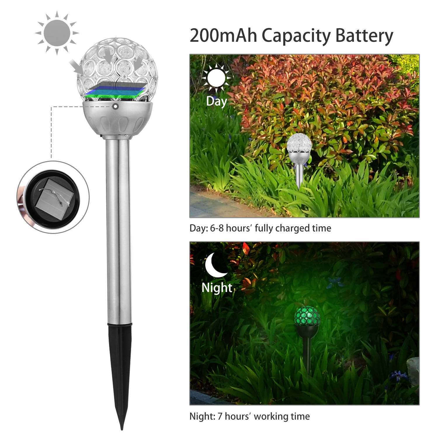 3 Pcs Outdoor Solar Lights IP44 Waterproof Ball RGB Light Garden Decor Lamp Landscape Christmas