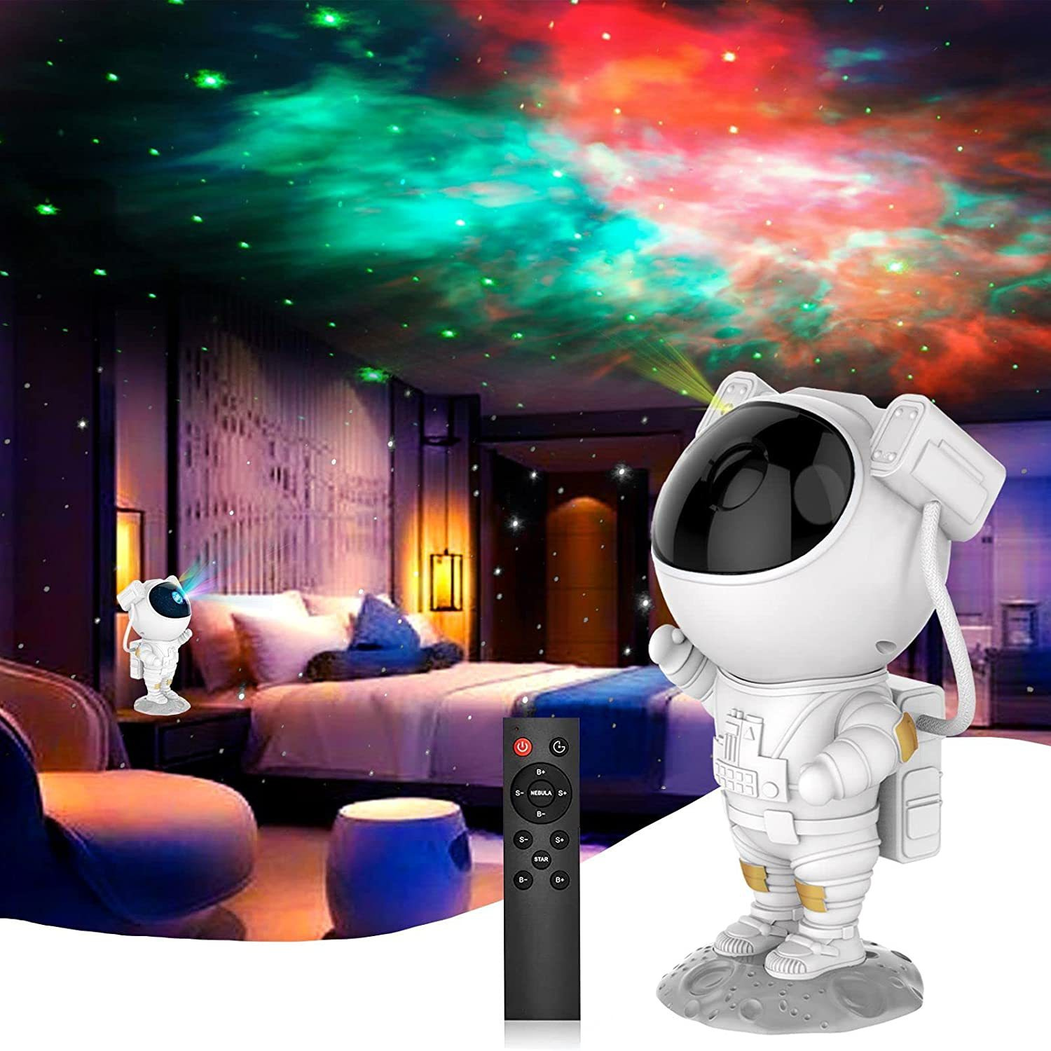 Galaxy Projector Night Light; Star Projector with Timer; Remote Control; Astronaut Nebula Projector Suitable for Kids Bedroom; Game Room and Holiday Gift