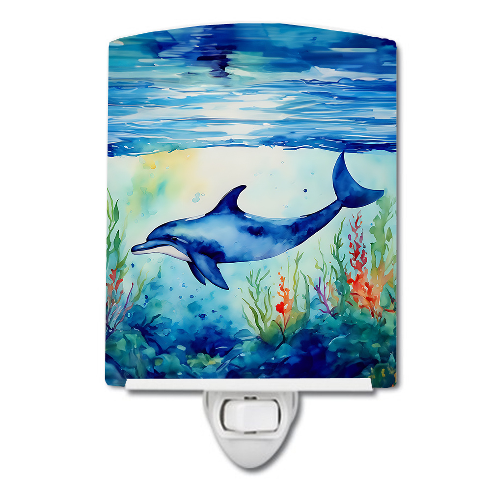 NEW Dolphin Ceramic Night Light Compact, UL-Certified, Ideal for Bedroom, Bathroom, Nursery, Hallway, Kitchen, 6x4x3, Multicolor