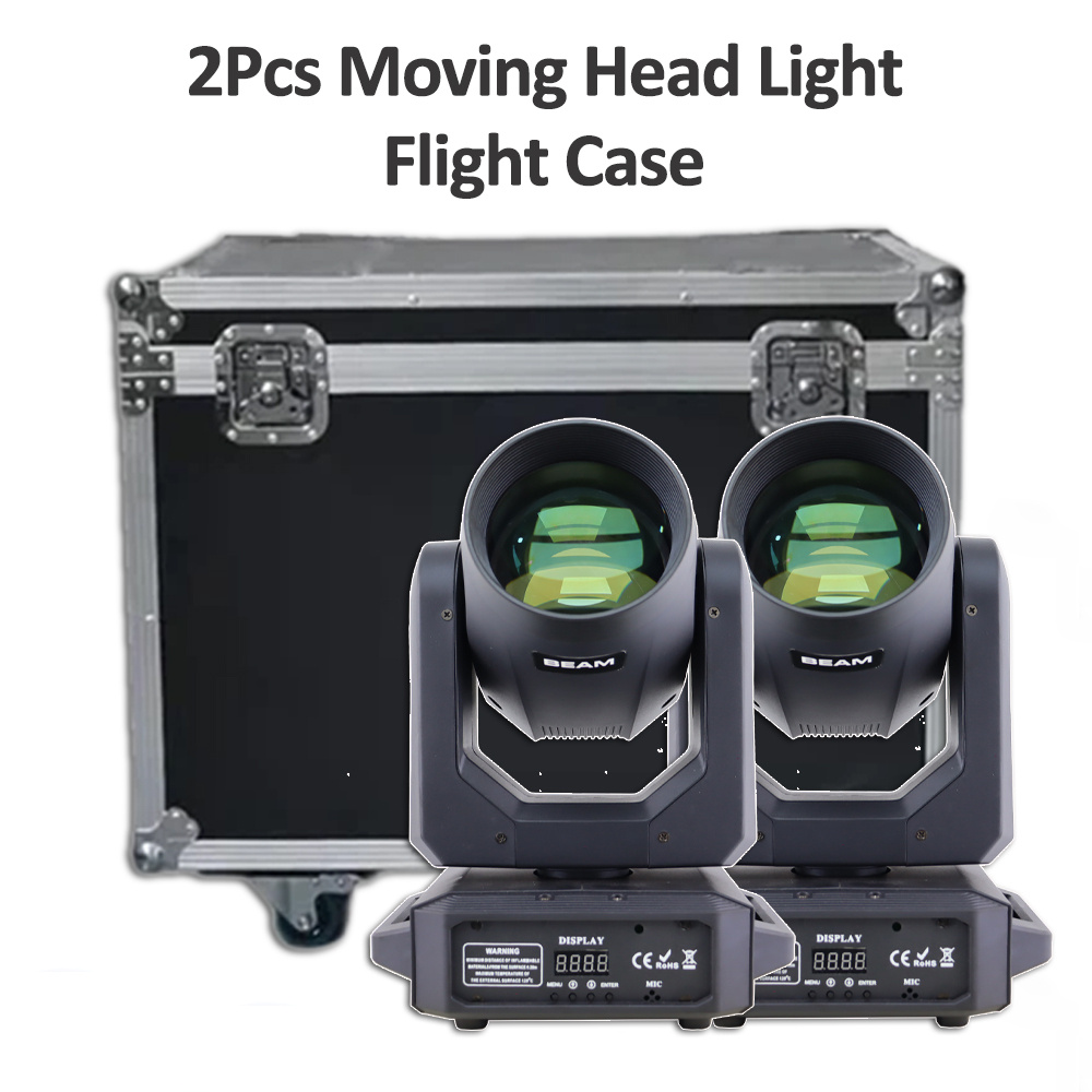 2Pcs/lot Flight Case 200w LED Moving Head Light LED Beam Spot LED Beam Wash Moving Head Light Strong Beam Moving Head Light