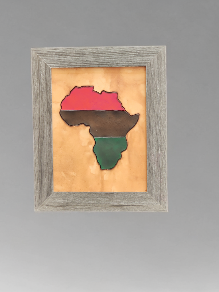 Framed African Continent Art in the Colors of Liberation 