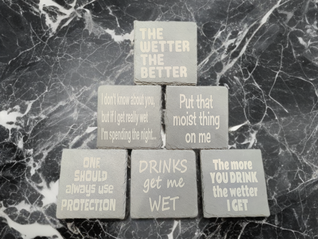 Set of Six Naughty Slate Coasters