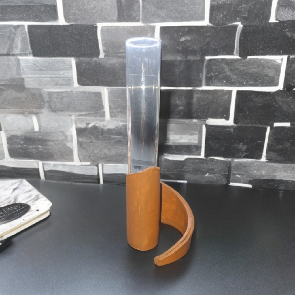 Clear glass with Leather Vase holder