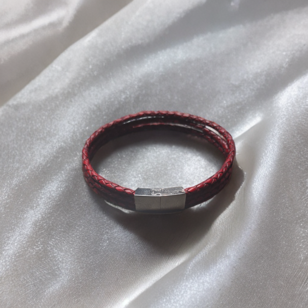 Red Braided Leather Bracelet