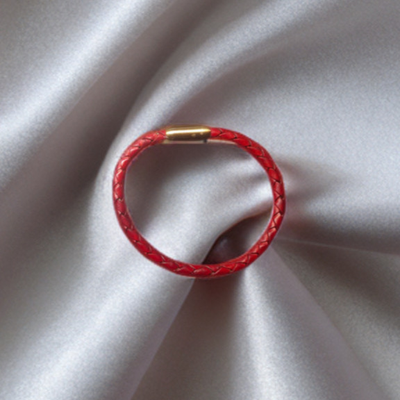 Red Braided Leather Bracelet