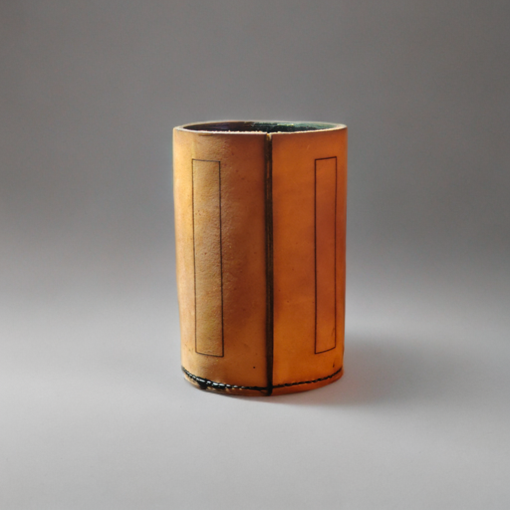 Handcrafted Wide Leather Vase 