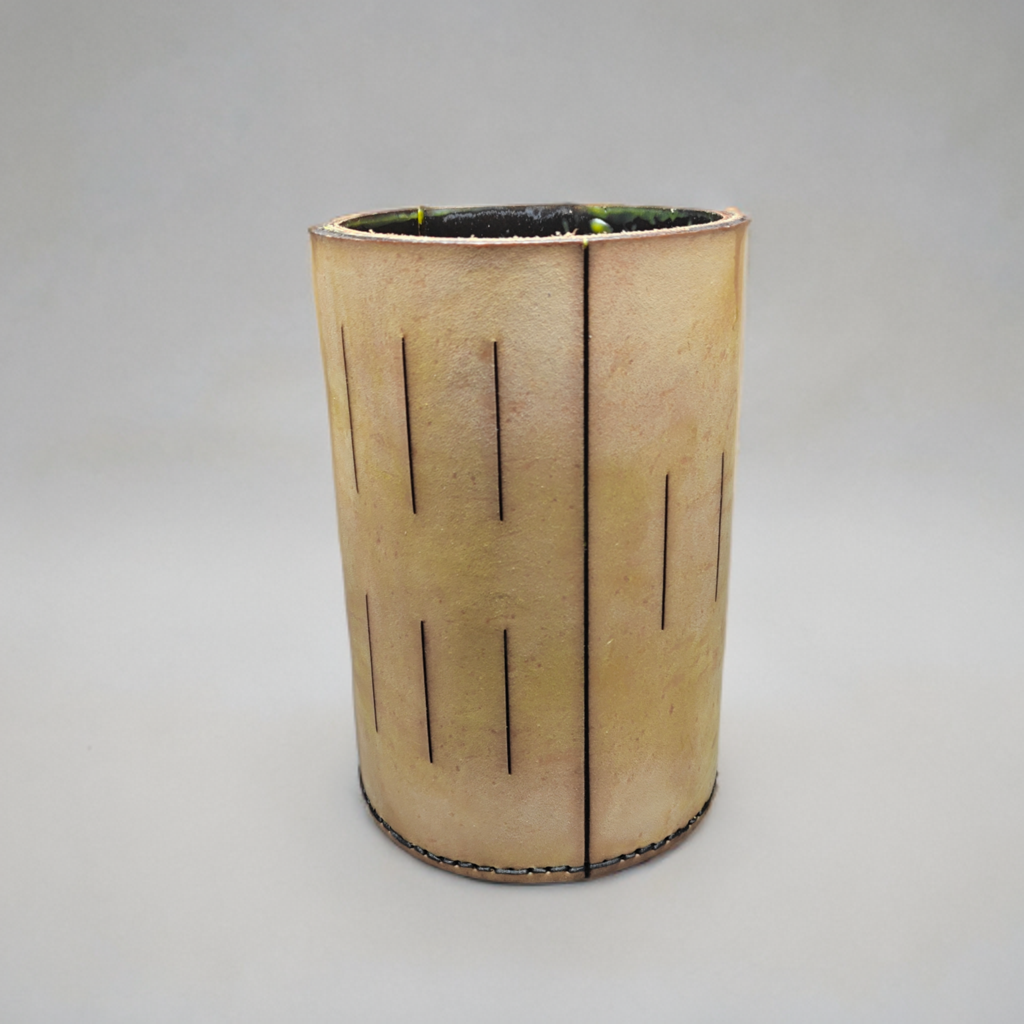 Handmade Wide Leather Vase