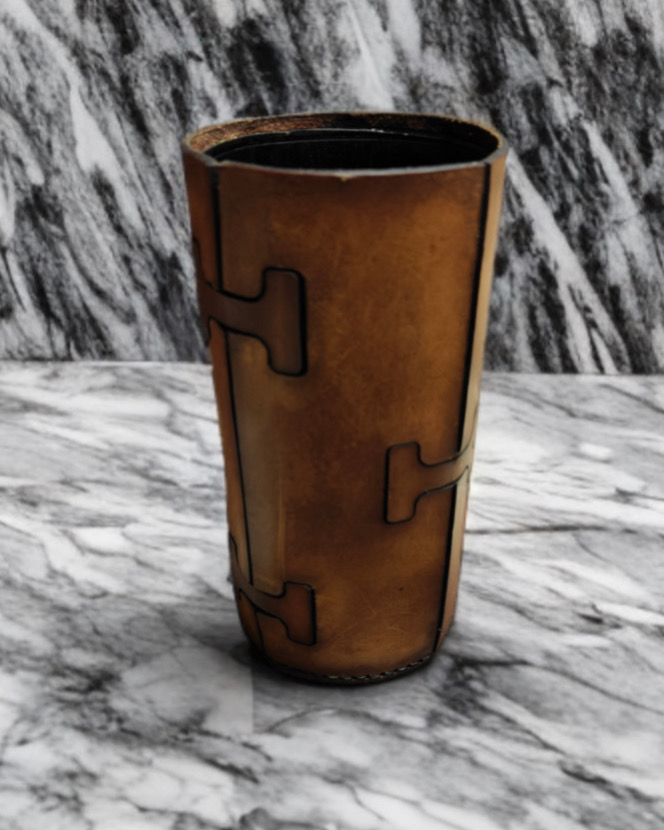 Handcrafted 8 inch Leather Vase
