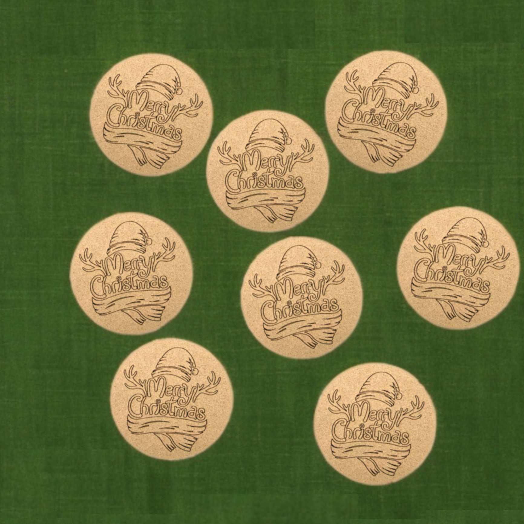 Merry Christmas Cork Coasters