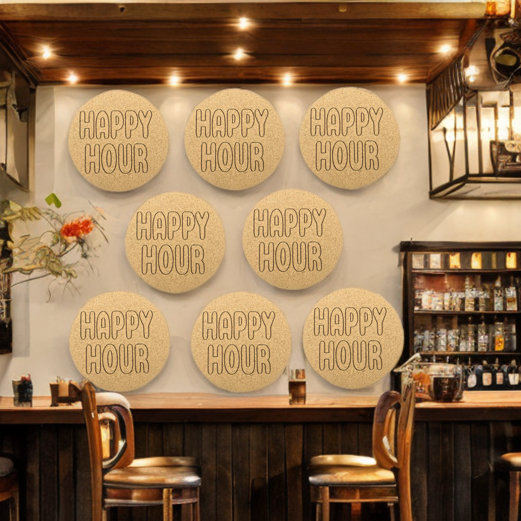 Happy Hour Cork Coasters