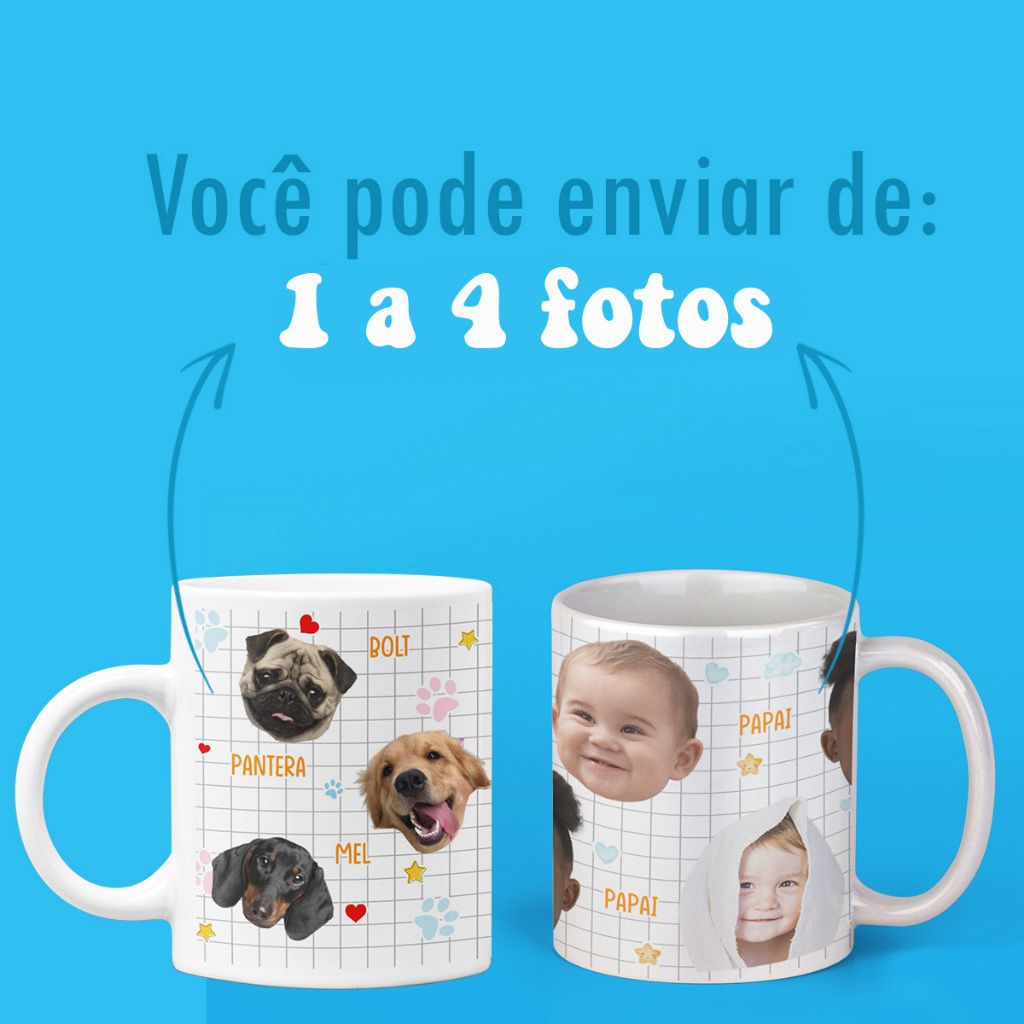 Canecas Personalizada com rostinhos de pets ou crianças