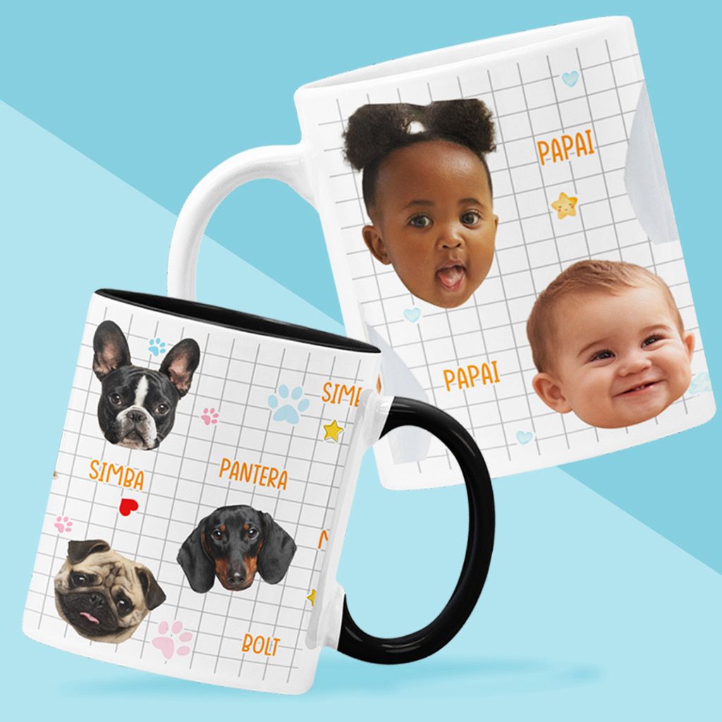 Canecas Personalizada com rostinhos de pets ou crianças