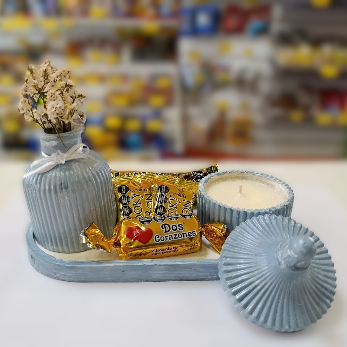 Arreglo florero más velita!