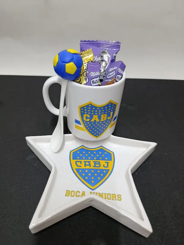 Set estrella, taza +plato+ cuchara cerámica