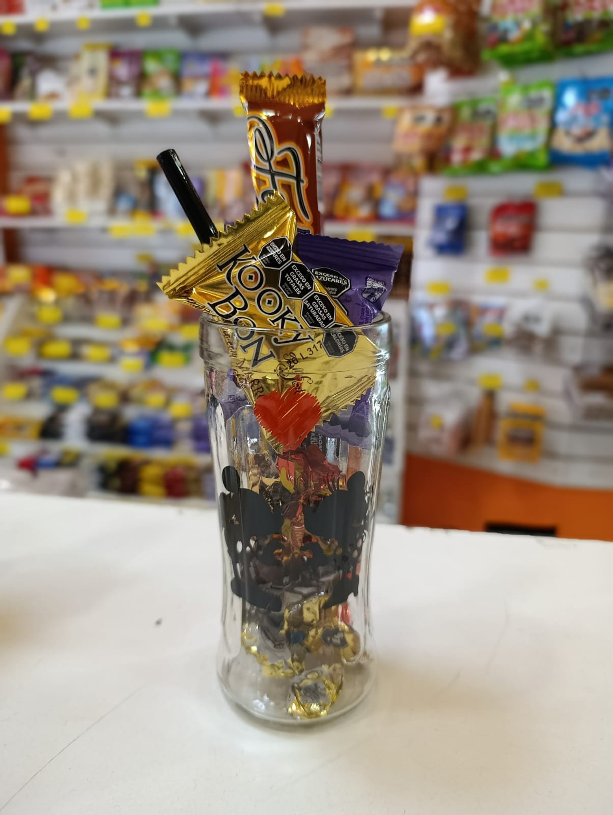 Vaso trago largo (vidrio) con sorbete