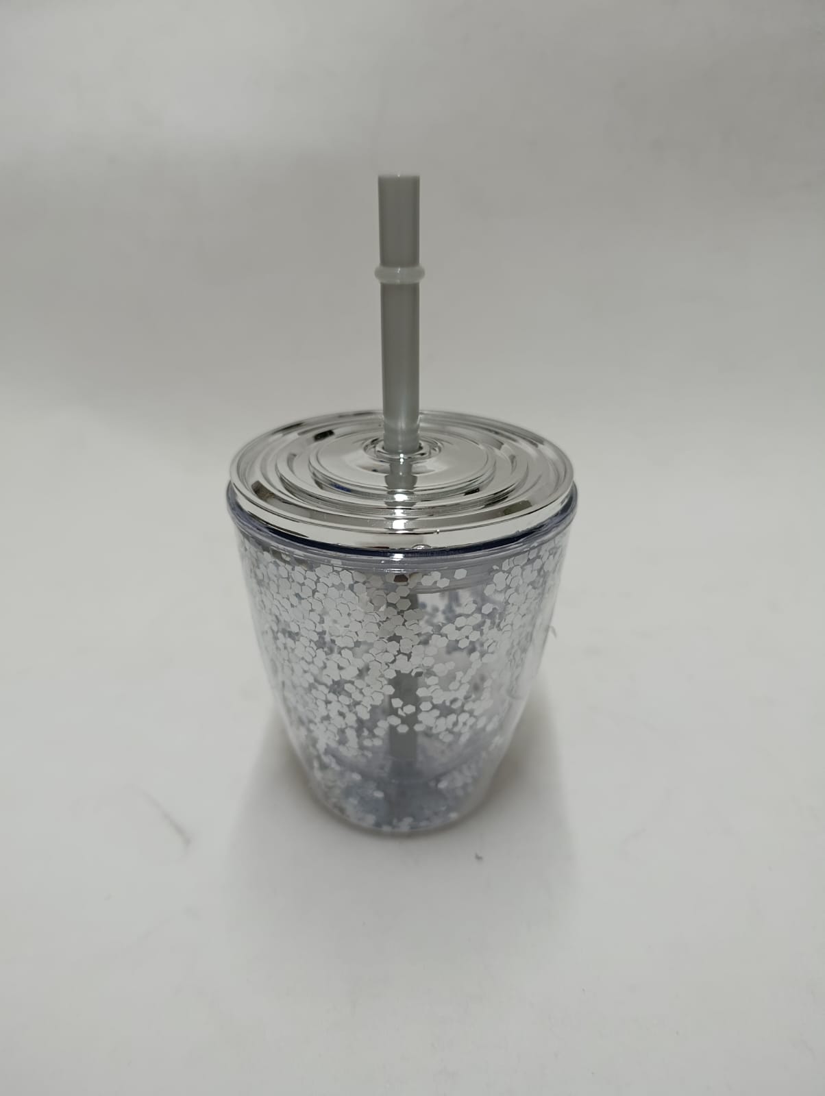 Vaso Acrílico con Brillos y tapa