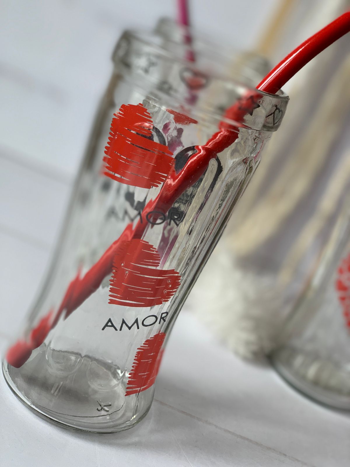 Vaso trago largo (vidrio) con sorbete