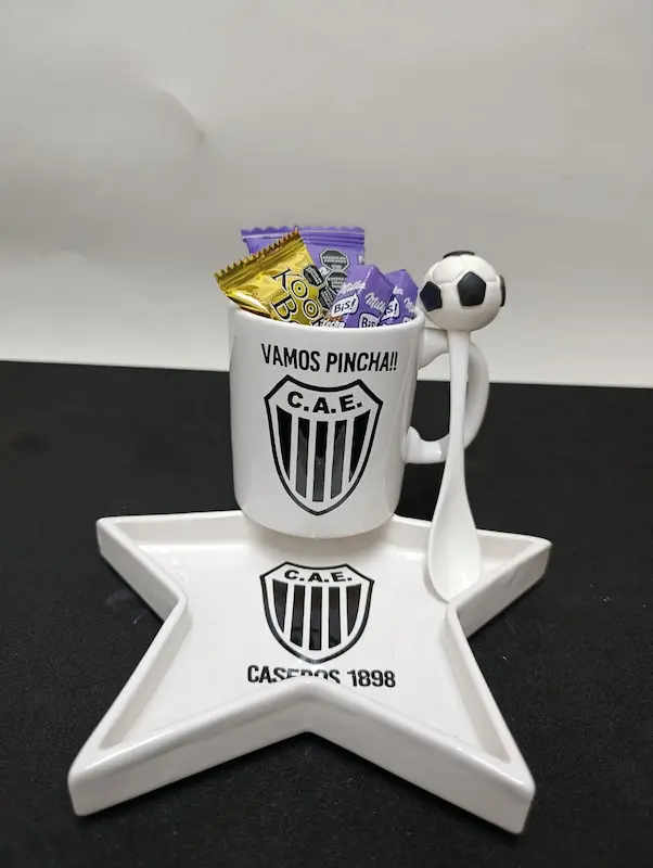 Set estrella, taza +plato+ cuchara cerámica