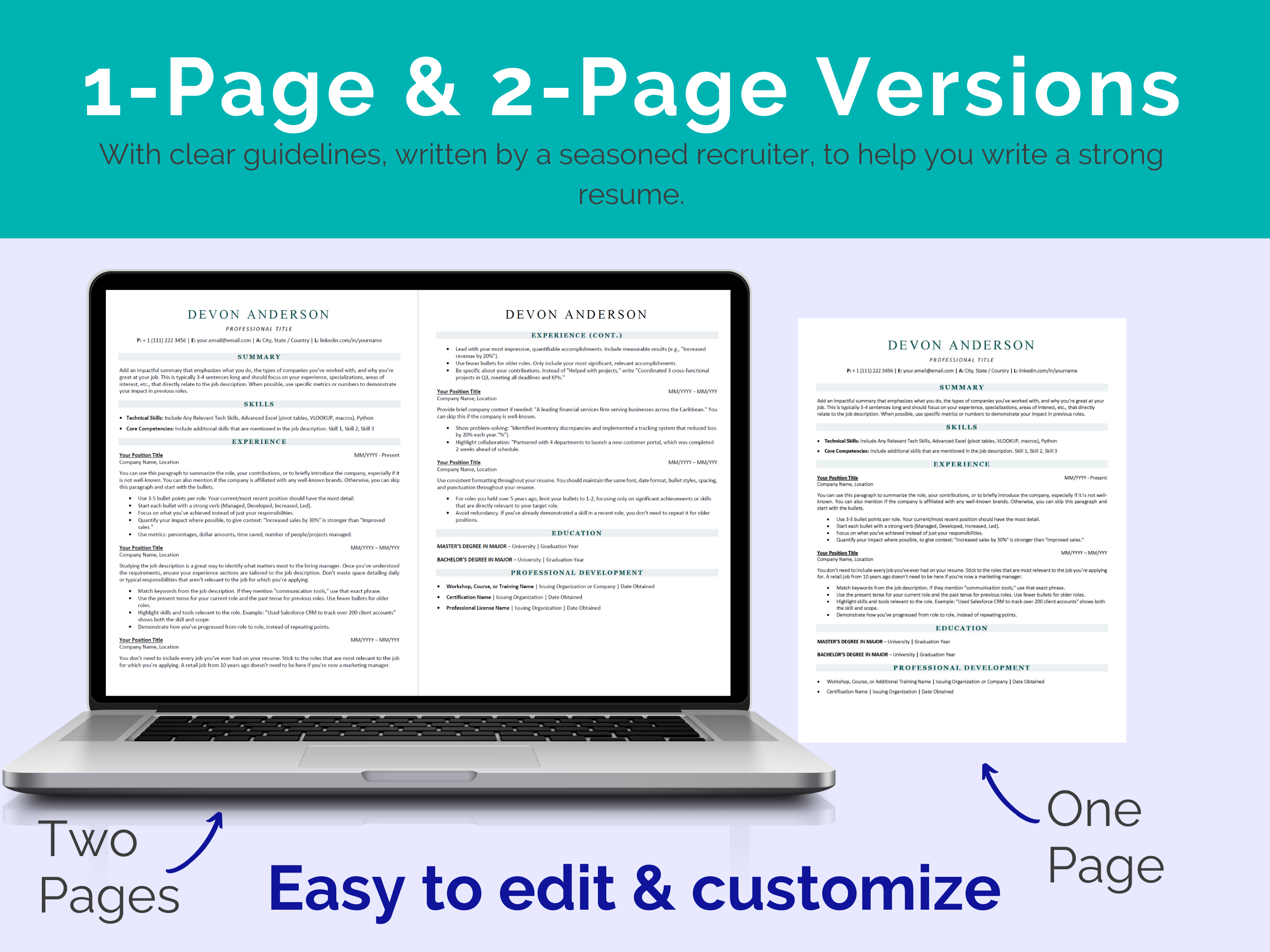 Modern Resume Template | Devon