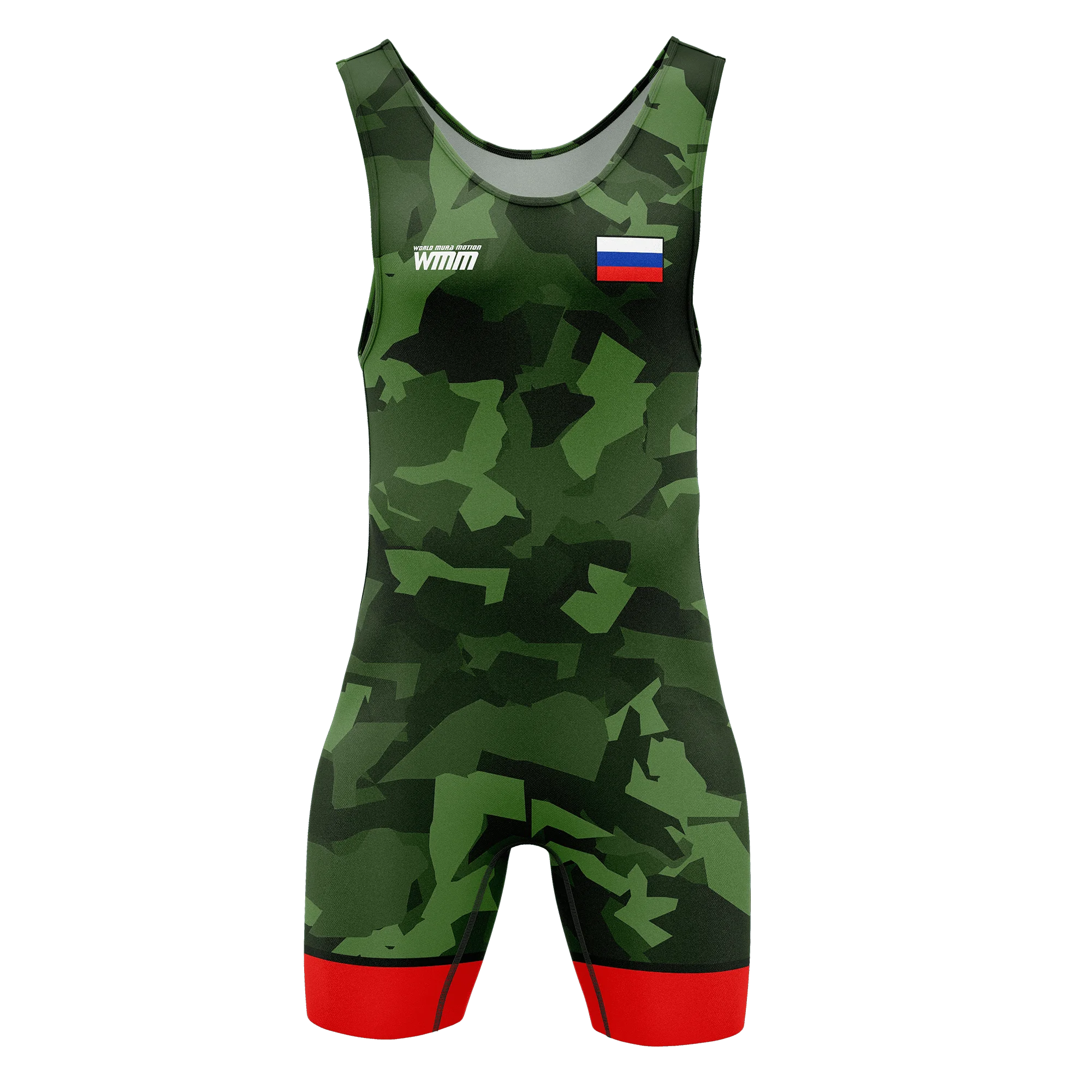 Maillot de lutte  camouflage vert et rouge