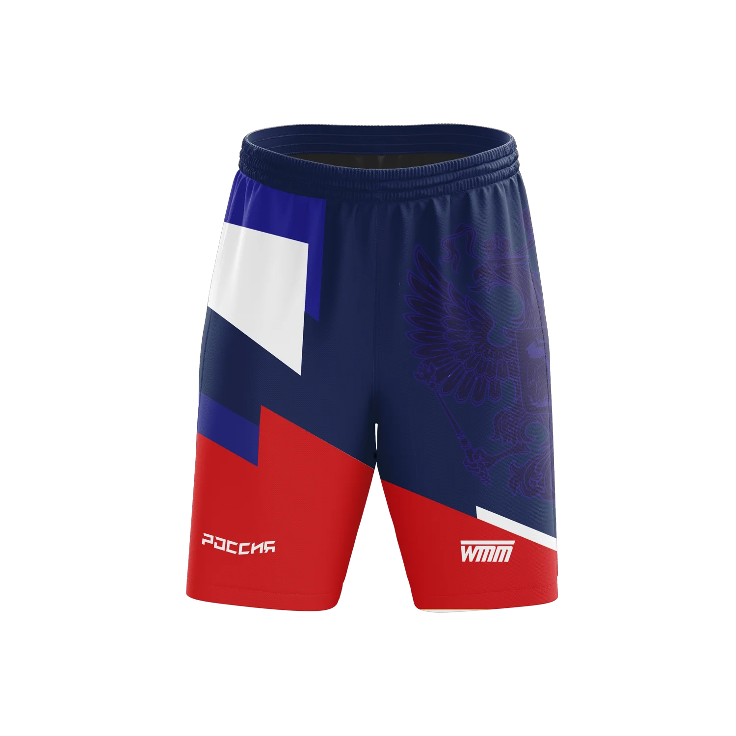 Shorts de sport bleu et rouge 