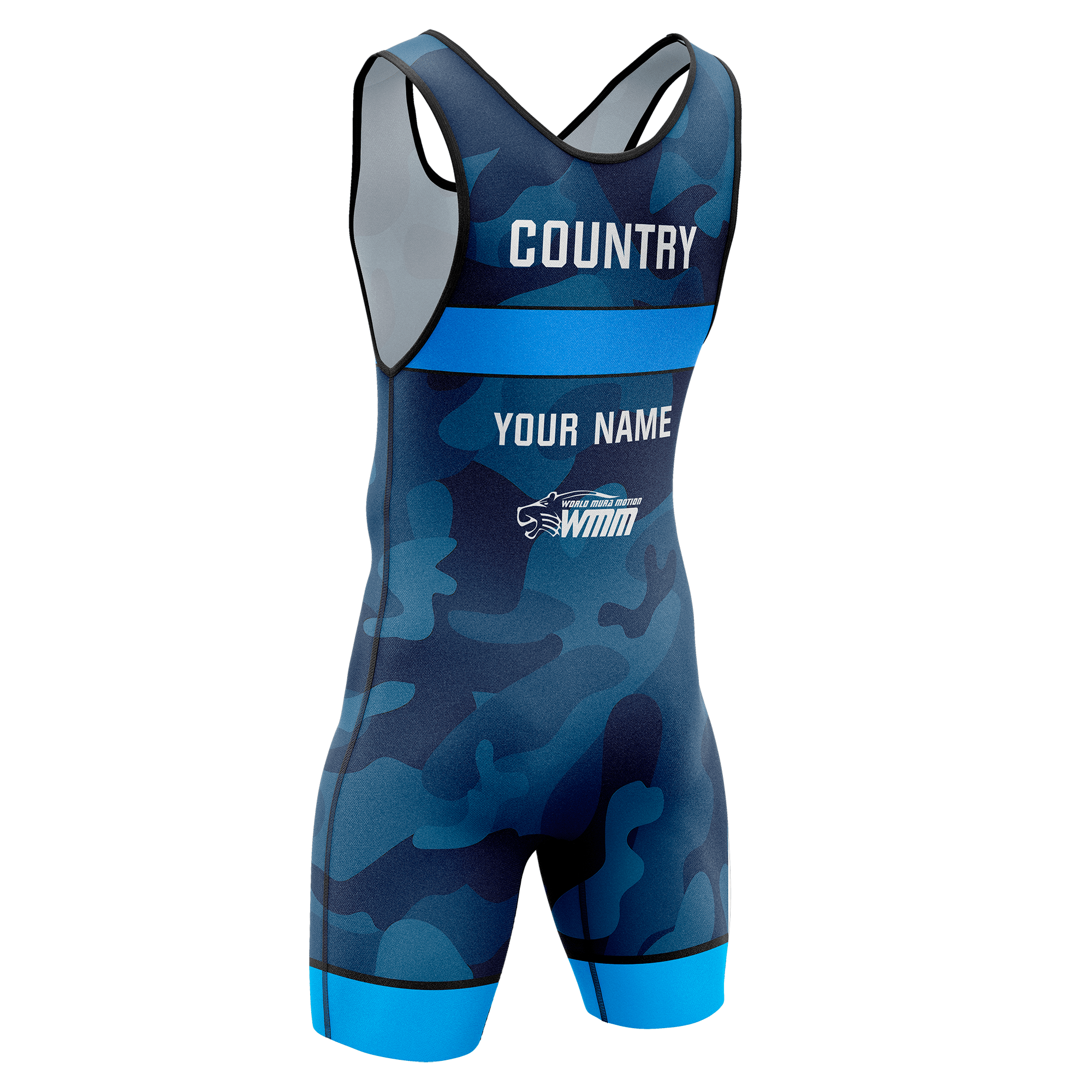 Maillot de lutte camouflage bleu 