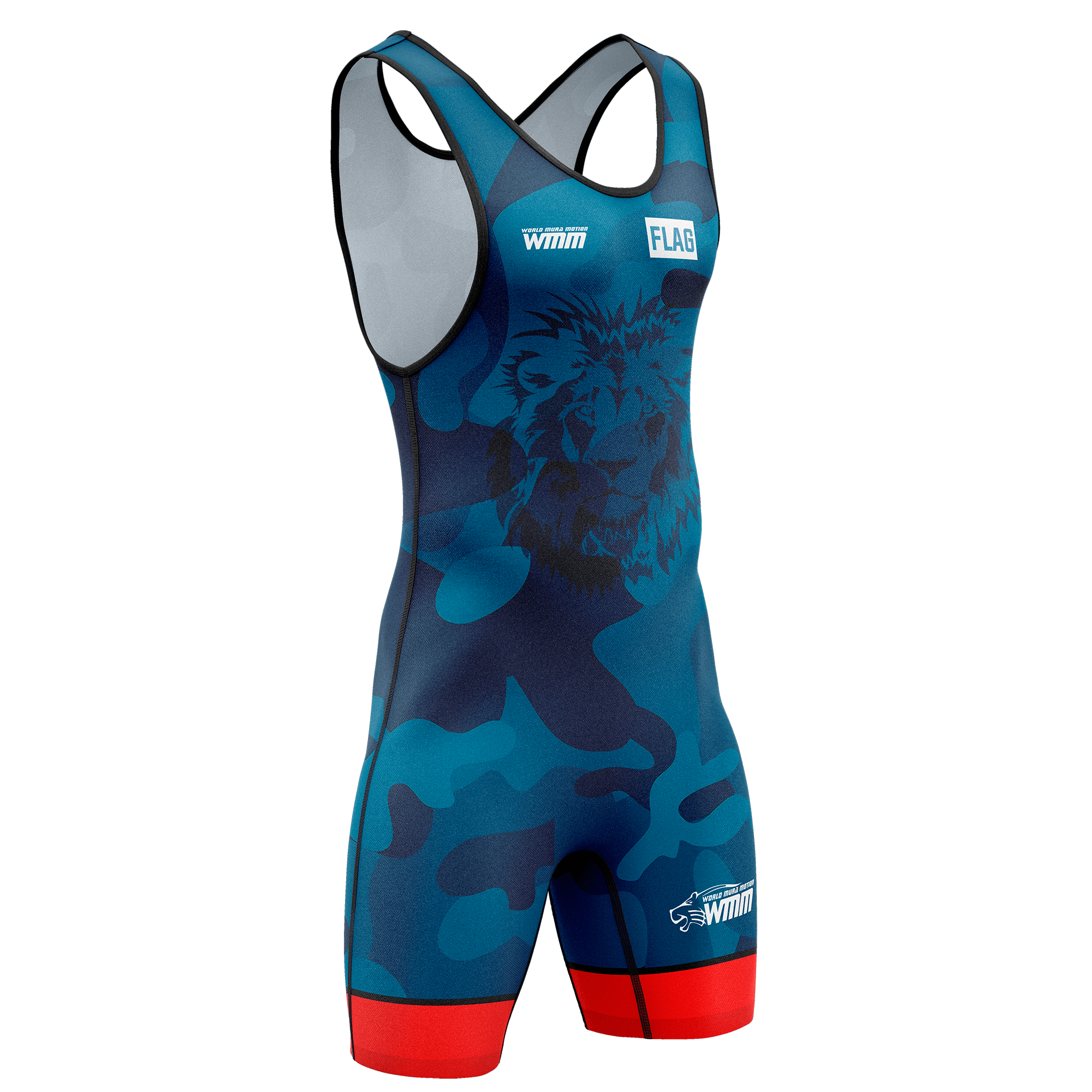 Maillot de lutte camouflage bleu 