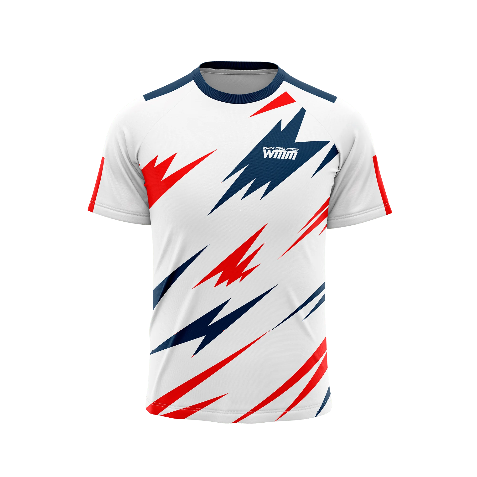 T shirt de sport rayure blanche et bleu 
