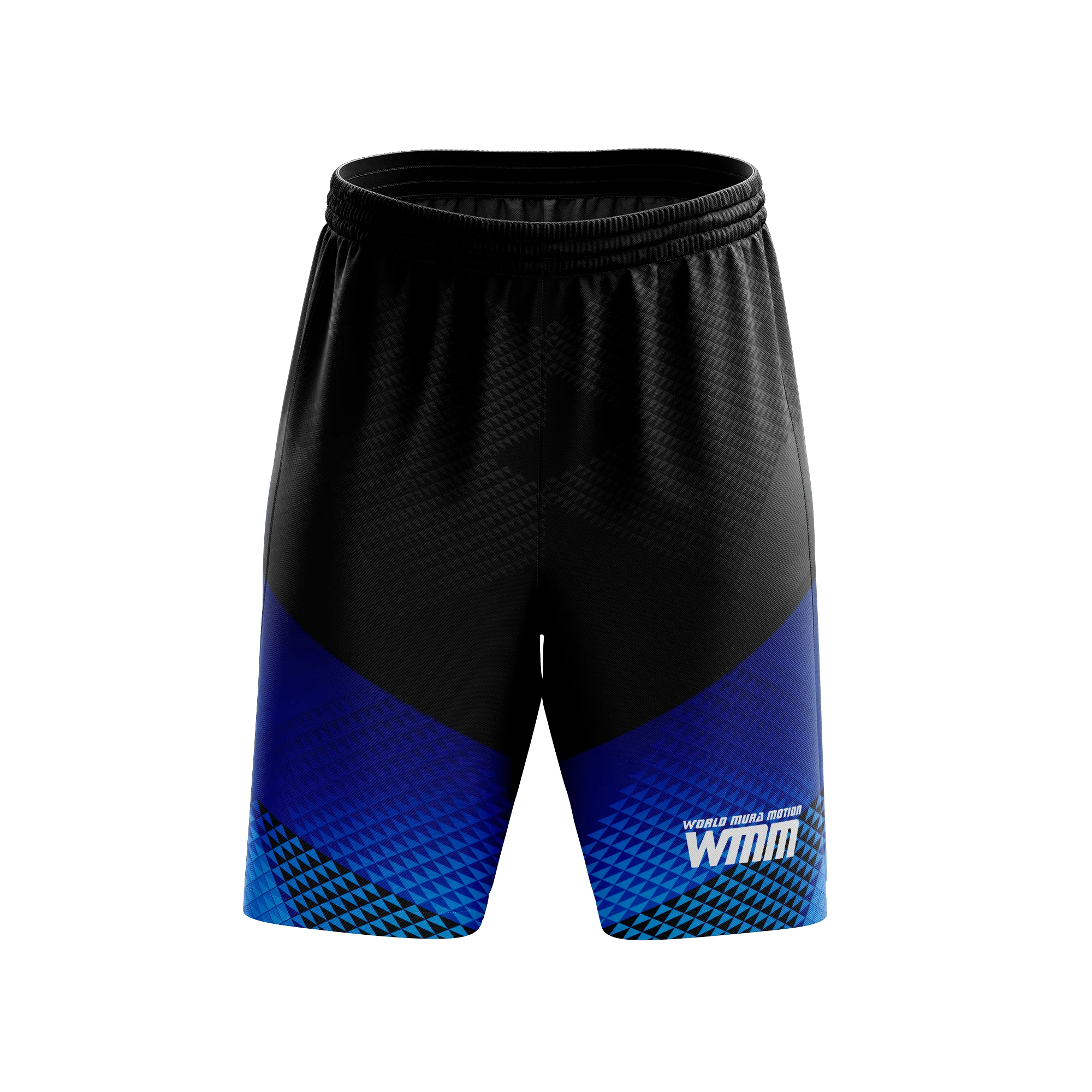 Short de sport bleu et noir 