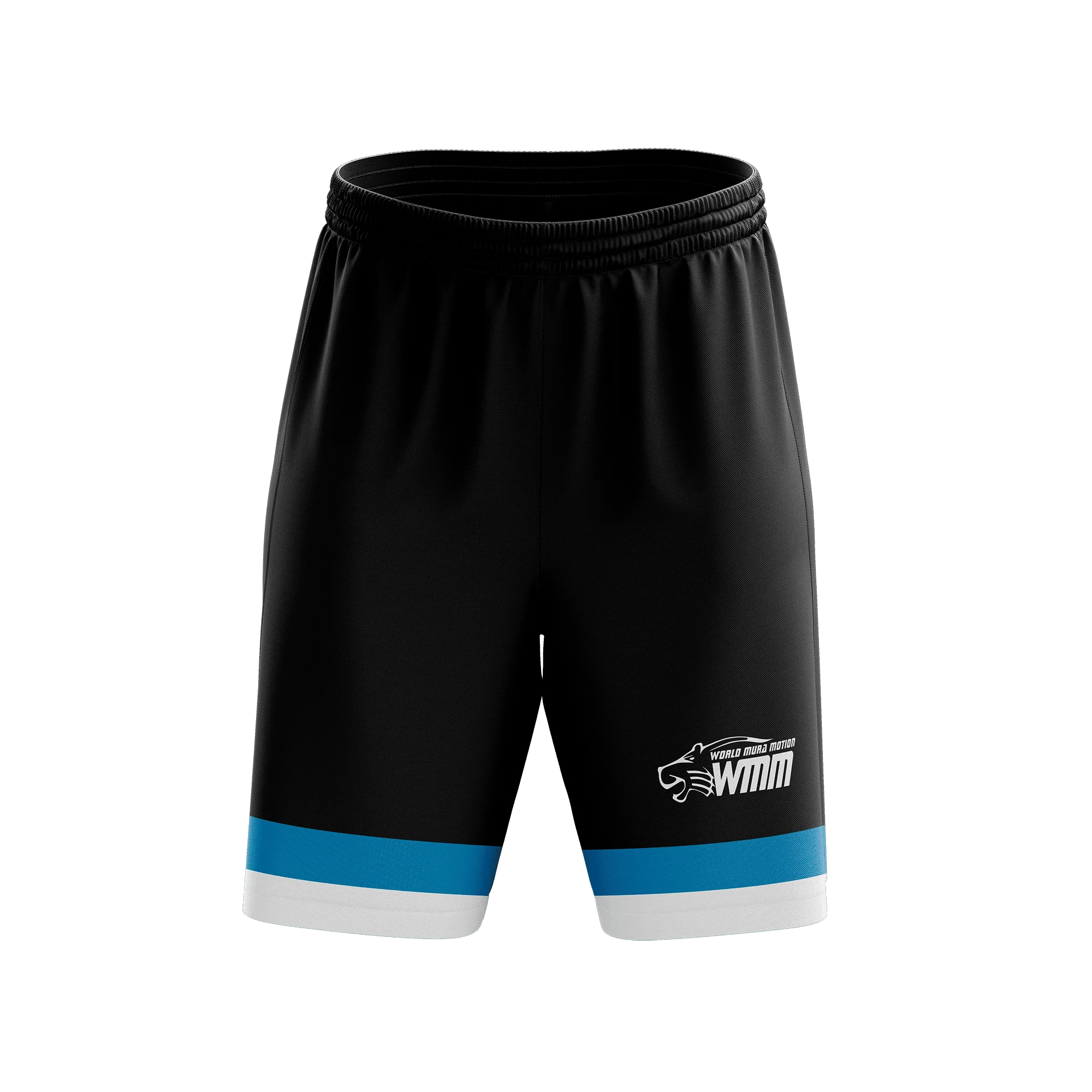 Short de sport bleu et blanc 