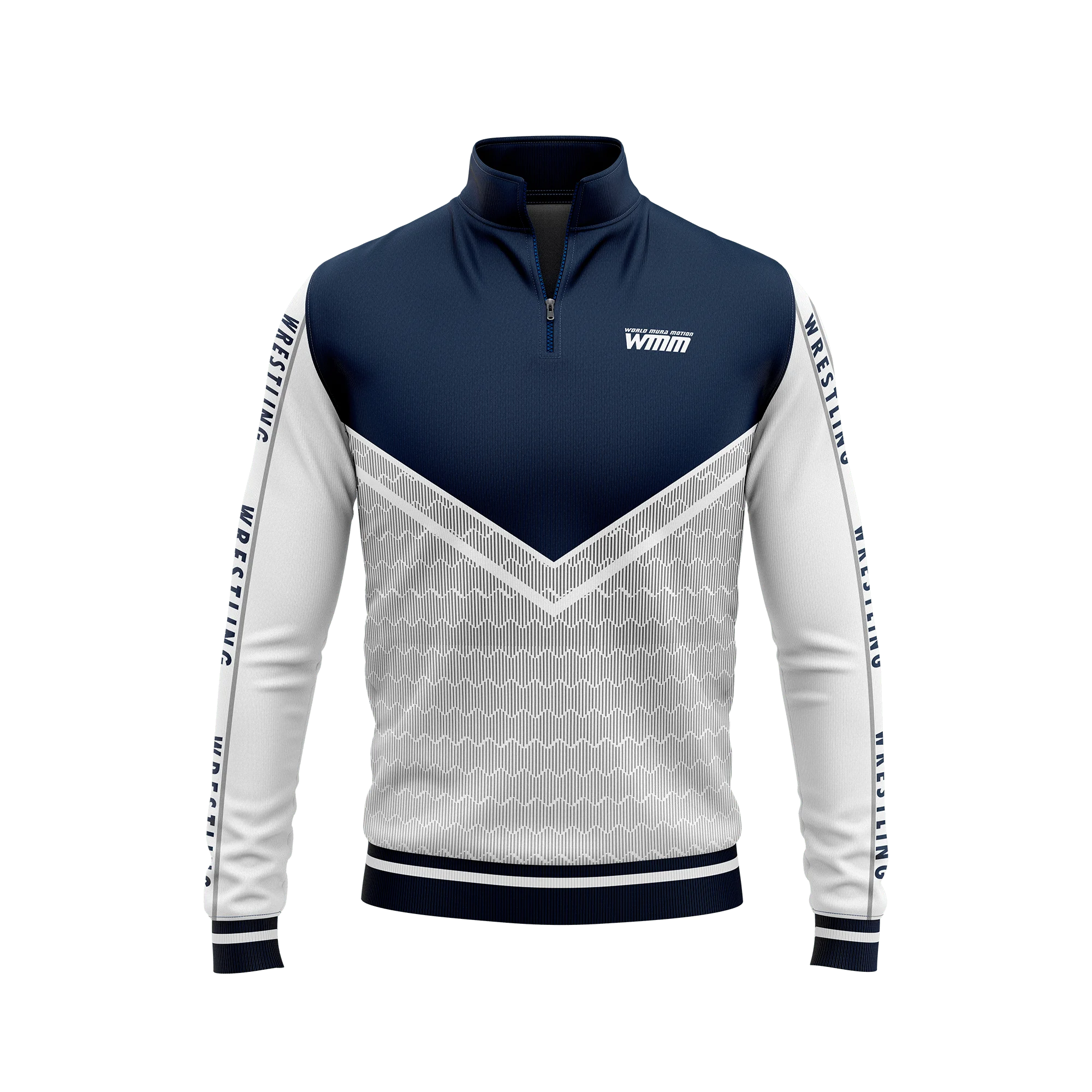 Sweat-shirt Zippé Wrestling blanc et bleu 