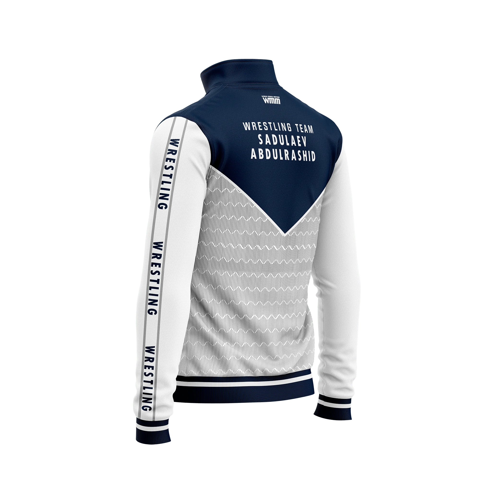 Sweat-shirt zippé blanc et bleu SADULAEV