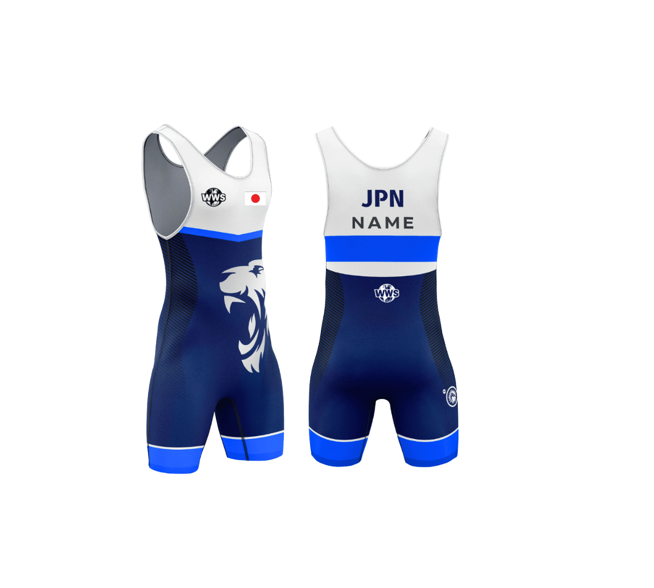 Maillot de lutte Blanc et Bleu JPN