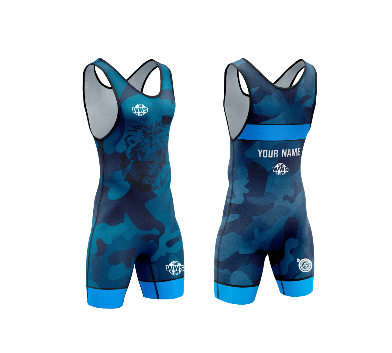 Maillot de lutte camouflage bleu