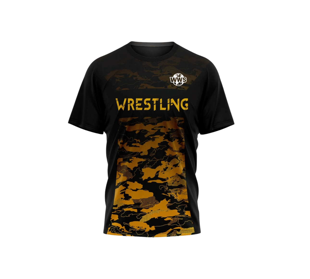T-shirt de lutte noir et jaune 