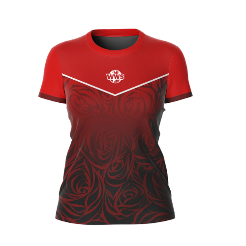 T-shirt rouge à motifs floraux