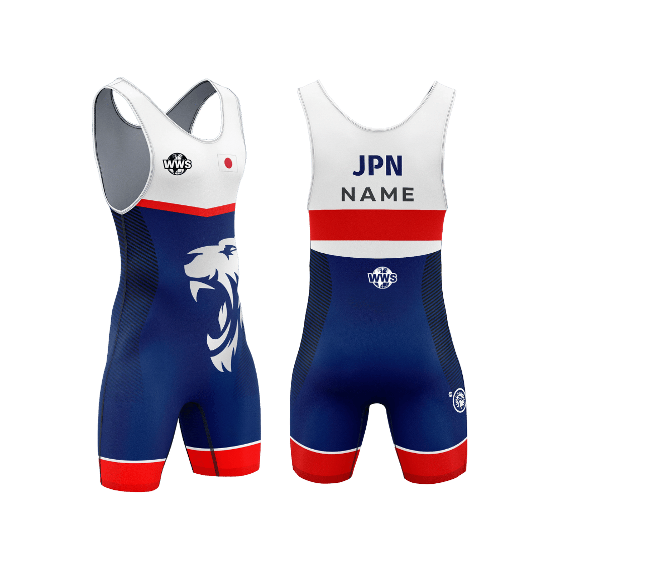 Maillot de lutte Blanc et Bleu JPN