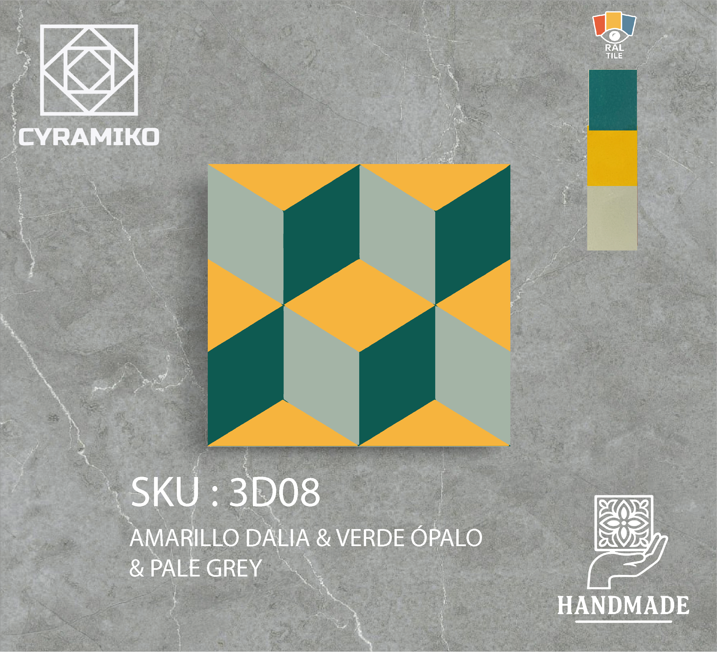 3D08 - AMARILLO DALIA & VERDE ÓPALO & PALE GREY