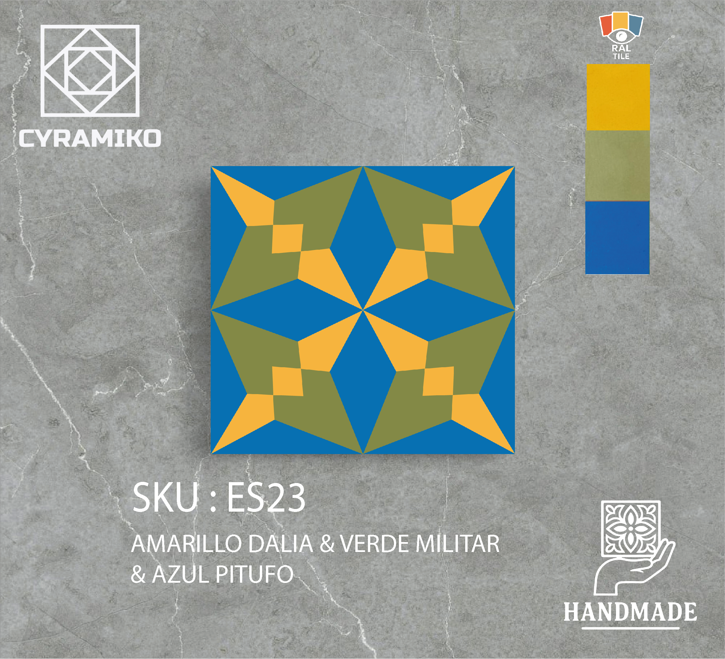 ES23 - AZUL PITUFO & AMARILLO DALIA & VERDE MILITAR