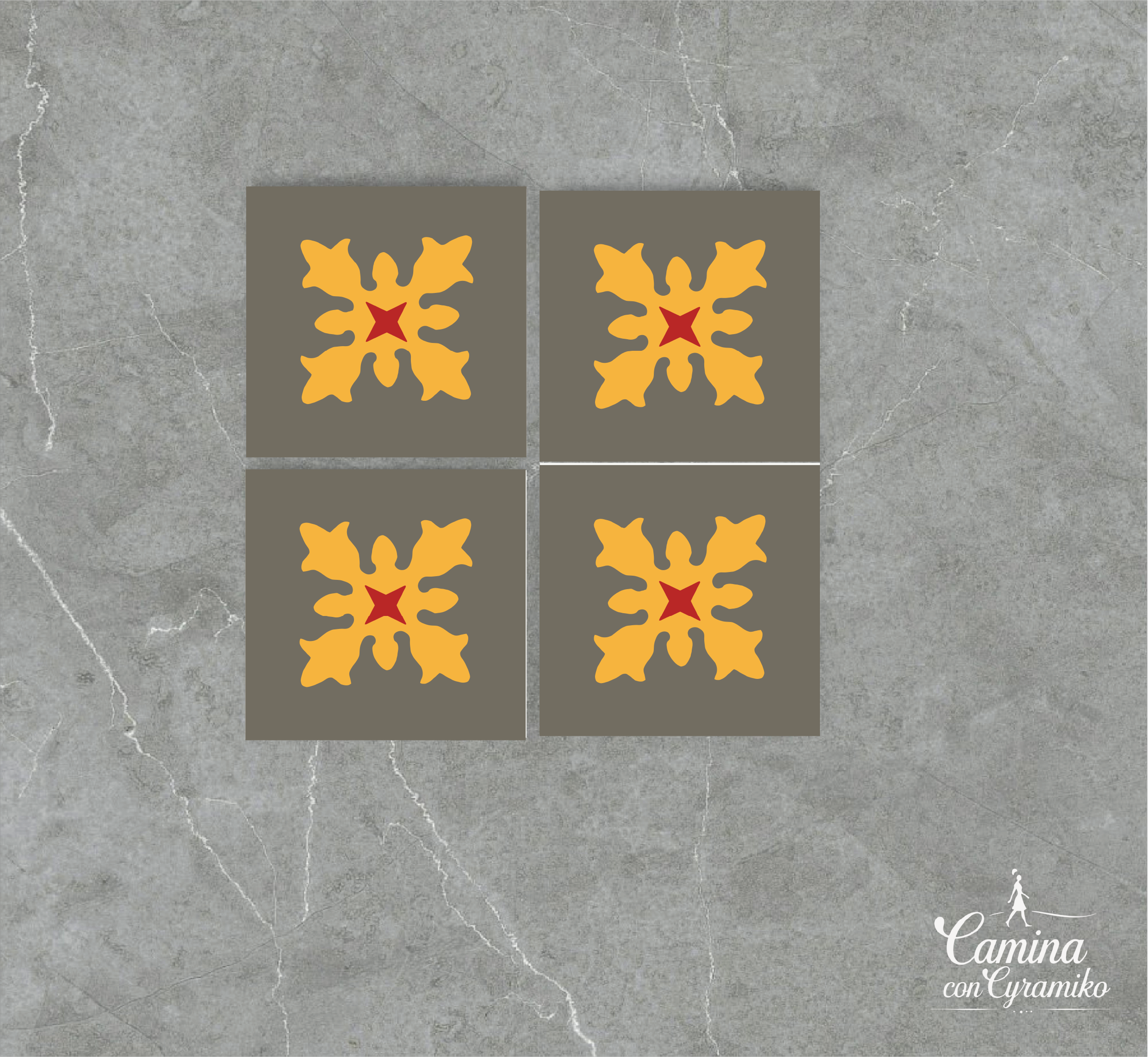 HR15 - GRIS BEIGE & AMARILLO DALIA & LADRILLO ROJO