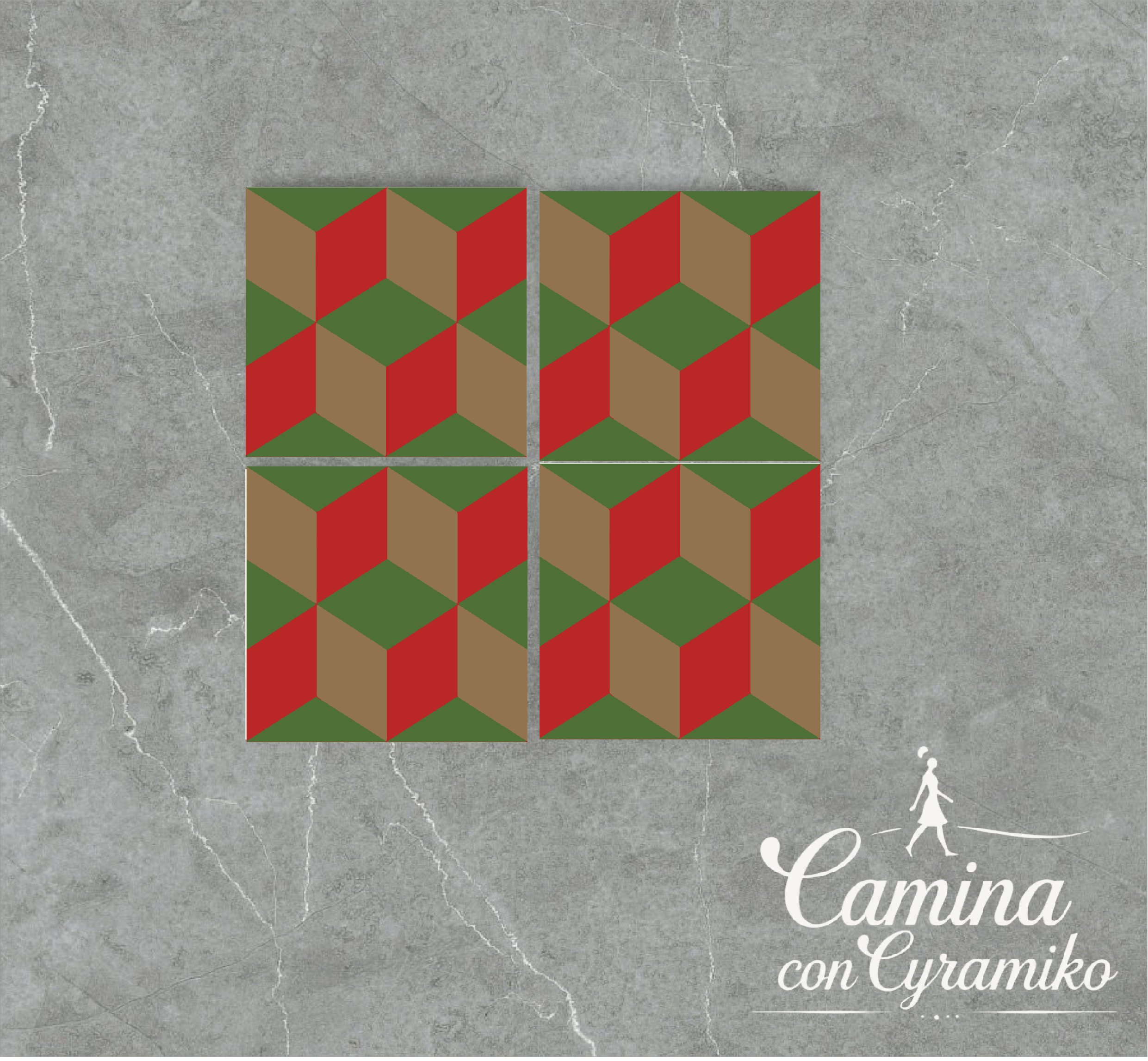 3D10 - LADRILLO ROJO & MOKA OSCURO & VERDE HOJA