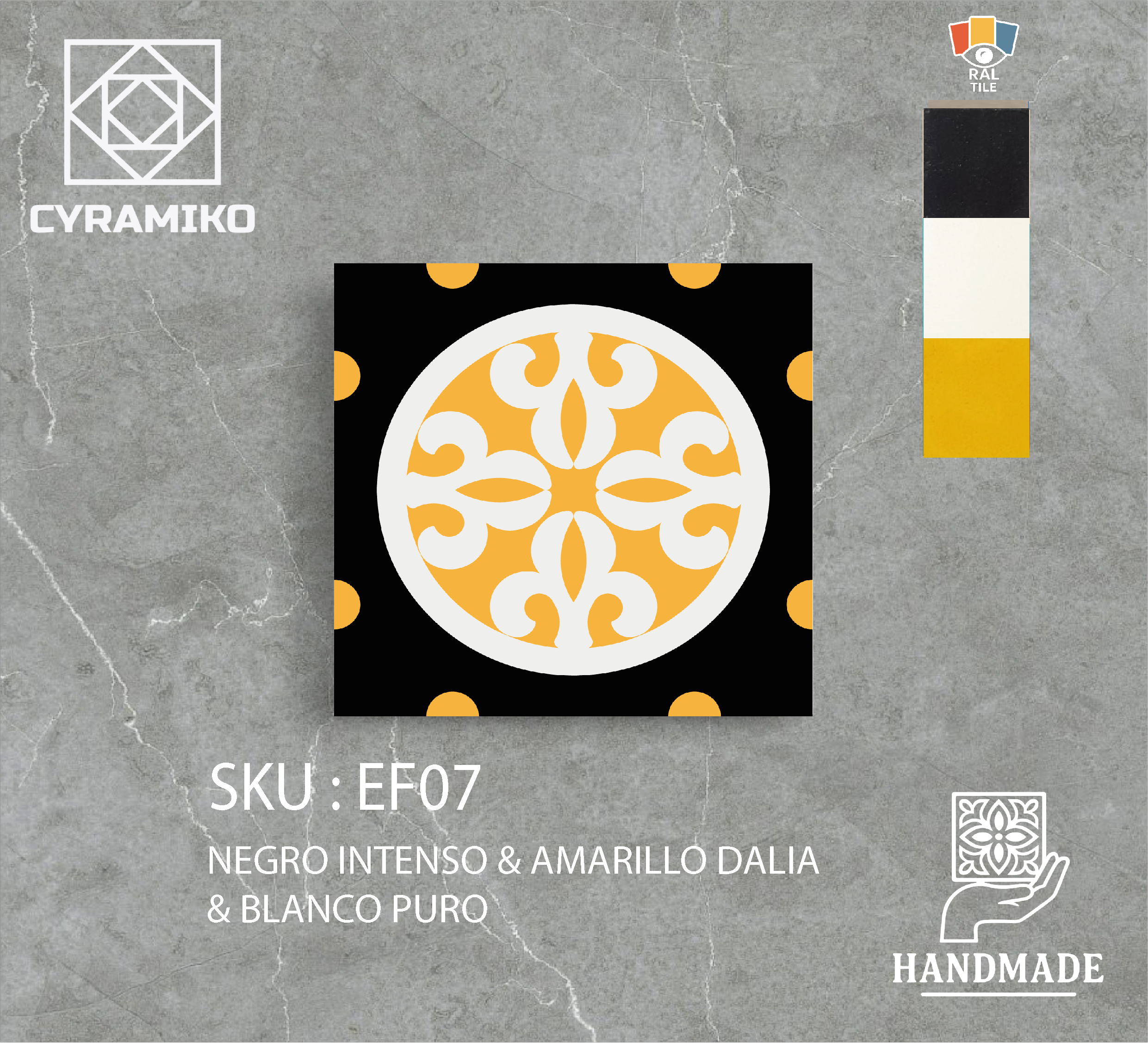 EF07 - NEGRO INTENSO &  BLANCO PURO & AMARILLO DALIA