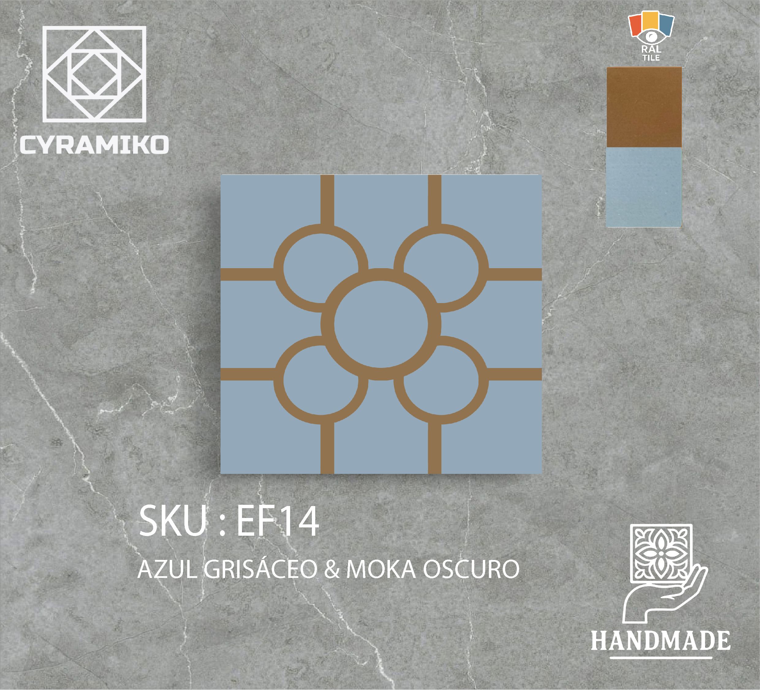 EF14 - AZUL GRISÁCEO & MOKA OSCURO