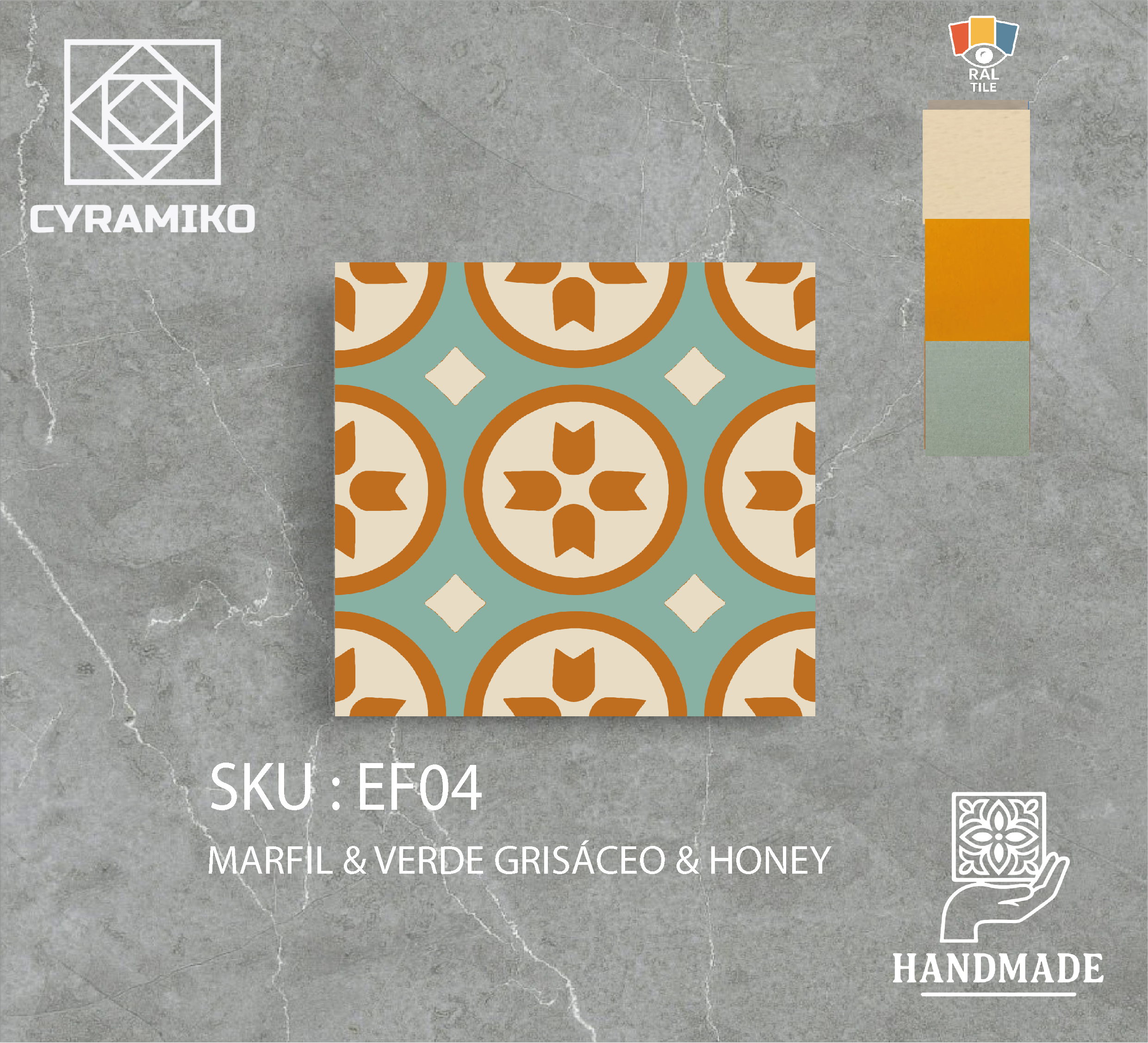 EF04 - MARFIL & VERDE GRISÁCEO & HONEY