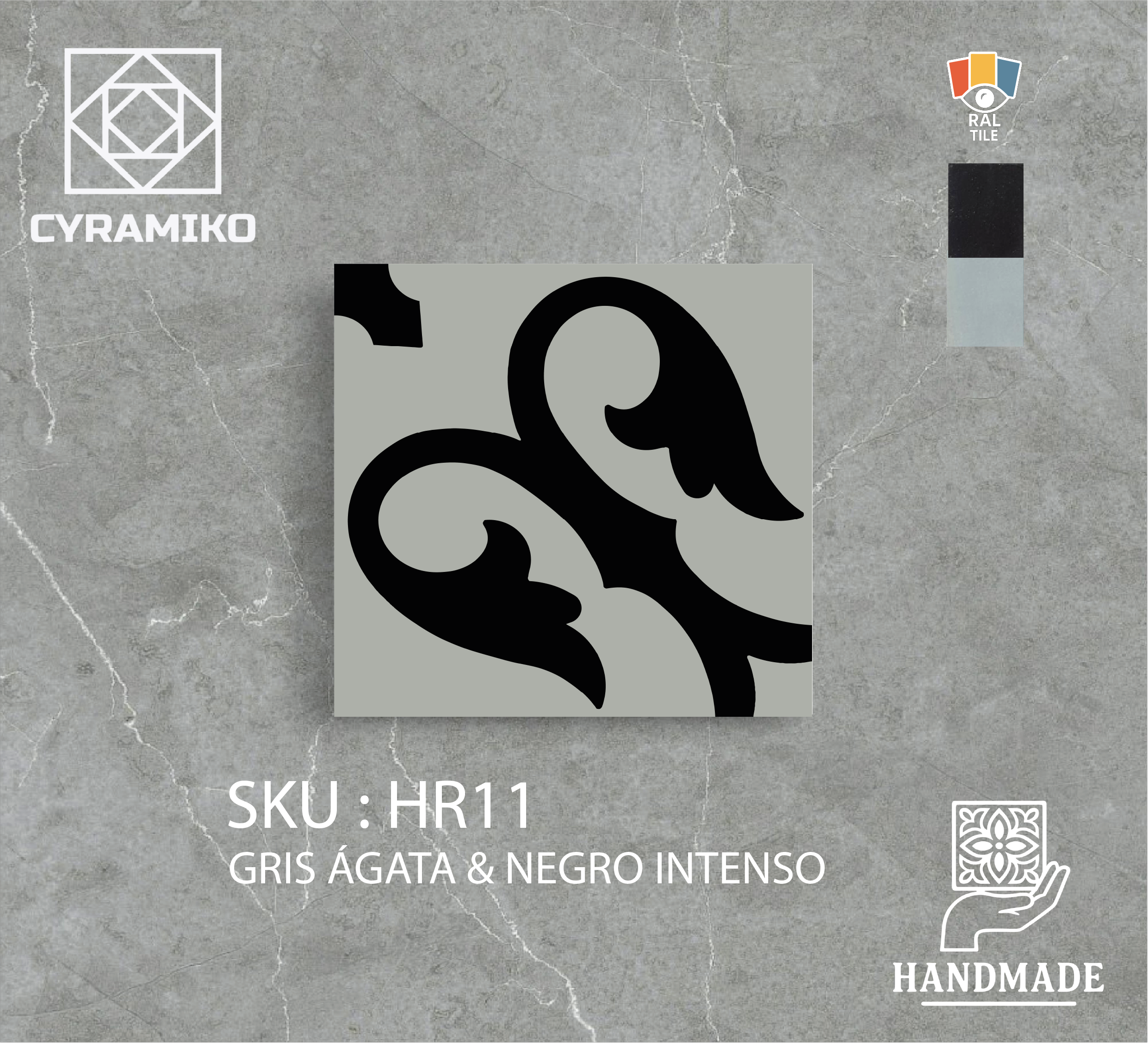 HR11 - GRIS ÁGATA & NEGRO INTENSO